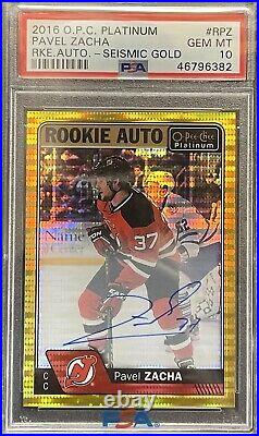 2016 2017 Pavel Zacha PSA 10 #06/25 SEISMIC GOLD AUTO OPC PLAT ROOKIE RC POP = 1