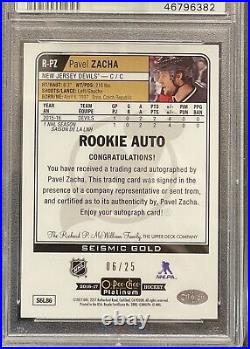 2016 2017 Pavel Zacha PSA 10 #06/25 SEISMIC GOLD AUTO OPC PLAT ROOKIE RC POP = 1