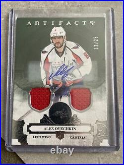 2017-18 Ud Artifacts #122 Dual Game Used Jersey Auto /25 Alex Ovechkin Caps