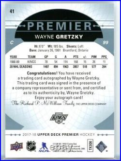 2017-18 Upper Deck Premier Wayne Gretzky On-Card Autograph Blue Spectrum 5/5 HOF