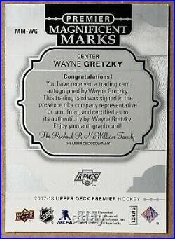 2017-18 Wayne Gretzky Ud Premier Magnificent Marks Autographed Card #mm-wg