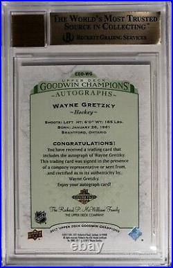 2017 Wayne Gretzky Ud Goodwin Champs CDD Autographed Card #cdd-wg Bgs 9.5/10 Gem