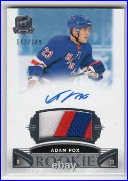 2019-20 Ud The Cup #104 Rookie Rc Patch Auto /249 Adam Fox 3clr 4 Brk Rangers