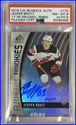 2019 BUYBACKS Jesper Bratt AUTO RC PSA 8 #/6 DNA 9 SPGU SP GAME USED Rookie