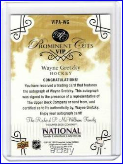 2019 National Upper Deck VIP Prominent Cuts Autograph WAYNE GRETZKY Auto 02/10