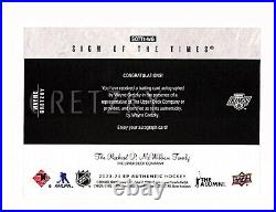 2023-24 SP Authentic Hockey Wayne Gretzky On Card Auto Sign Of The Times