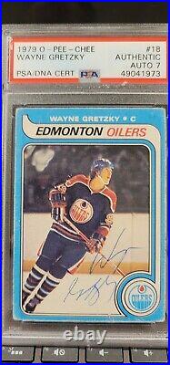 79 Wayne Gretzky Rookie OPC O-PEE-CHEE PSA 7 Signed Auto Rare Blue Lines WOW