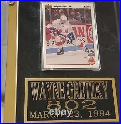 802 Goals 15×12 Wayne Gretzky Hof La Kings NHL Signed Photo Plaque Cards Vintage