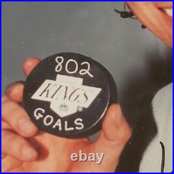 802 Goals 15×12 Wayne Gretzky Hof La Kings NHL Signed Photo Plaque Cards Vintage