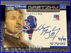 97/99 Wayne Gretzky 1999-00 Upper Deck Super Signatures Auto Rangers On Card HOF