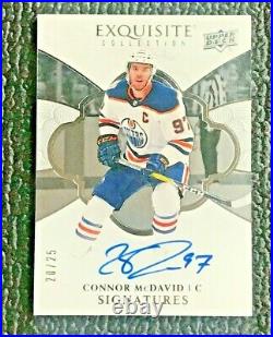 CONNOR McDAVID 2018-19 UD EXQUISITE COLLECTION ON CARD AUTOGRAPH /25! OILERS