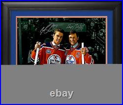 Connor McDavid & Wayne Gretzky Edmonton Oilers FRMD Signed 16x20 Photo LE 100 UD