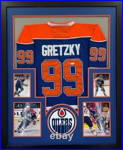 Edmonton Oilers Wayne Gretzky Signed Autographed Jersey Framed PSA