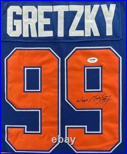 Edmonton Oilers Wayne Gretzky Signed Autographed Jersey Framed PSA