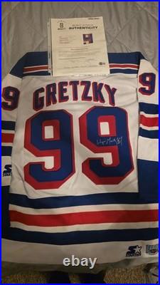 Framed Signed Wayne Gretzky Rangers Starter Jersey With COA