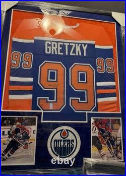 GREAT WAYNE GRETZKY #99 Custom Signed Prof Mat & Framed Ed. Oilers Jersey withCOA