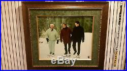 Gordie Howe Wayne Gretzky Mario Lemieux Rare Pond Of Dreams Signed Canvass Wga