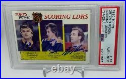 Gretzky Lafleur Dionne Autographed 1980 Topps Hockey Card PSA DNA Signed Auto