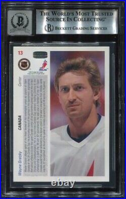 HOF WAYNE GRETZKY signed autographed 1991 UD CANADA CUP CARD BECKETT 10 (BAS)