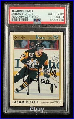 Jaromir Jagr NHL Greatest 100 1991-92 OPC Premier Signed Autographed Card PSA