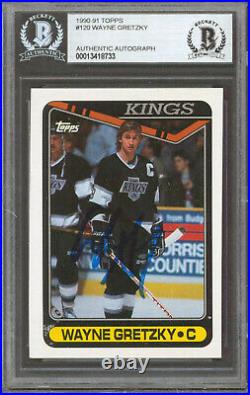 Kings Wayne Gretzky Authentic Signed 1990 Topps #120 Card BAS Slabbed