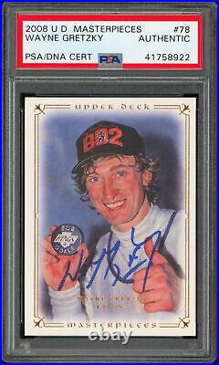 Kings Wayne Gretzky Signed 2008 Upper Deck Masterpieces #78 Card PSA/DNA Slabbed