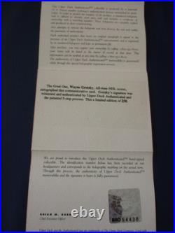 MINT! WAYNE GRETZKY 1996 UDA RANGERS AUTOGRAPHED NATIONAL HERO CARD d# 175/250