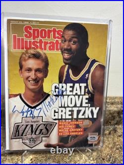 Magic Johnson Wayne Gretzky Autographed 1988 Sports Illustrated PSA/DNA