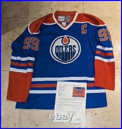NHL Hof Wayne Gretzky Signed Edmonton Oilers Throwback Jersey With Jsa Letter +