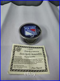 New York Rangers Wayne Gretzky Great One IP HOF Signed Autograph Puck Auto