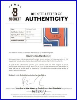 Oilers Wayne Gretzky Autographed Framed Blue & Orange Jersey Beckett #AE31366