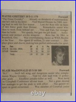 Old book page Autograph, Photo WAYNE GRETZKY ROOKIE PHOTO CARD Stat Fr TV Guide