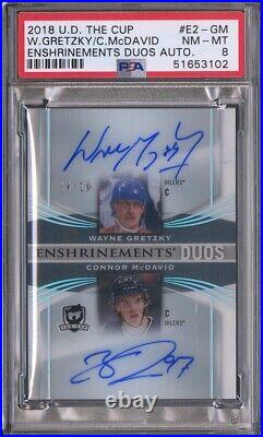 PSA 8 2018 UD The CUP Wayne Gretzky / Connor McDavid Enshrinements DUO AUTO /10