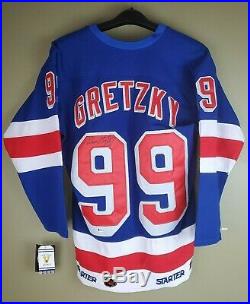 Rangers Wayne Gretzky Signed Blue Replica Jersey Hockey Beckett LOA