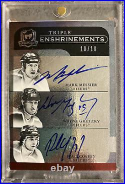 The Cup Triple Enshrinements Gretzky, Messier, Coffey Autographed 10/10