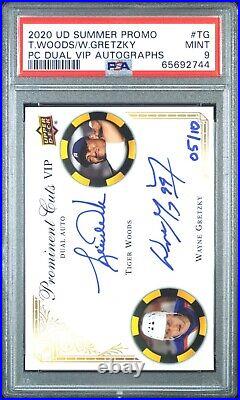 Tiger Woods / Wayne Gretzky 2020 UD Prominent Cuts Dual VIP Autographs PSA 9 /10