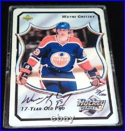 UD/Wayne Gretzky with2-Autographed Porcelain Signature Series-50/1000-with1979 RC/UG