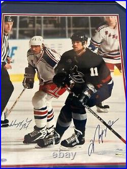 Upper Deck Wayne Gretzky Mark Messier Signed 16x20 Photo Framed Holograms Only