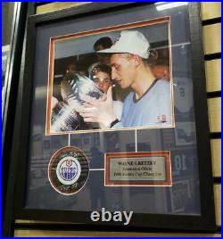 WAYNE GRETZKY 15X17 Framed Signed Auto Puck withPhoto Display JSA COA LE #/99