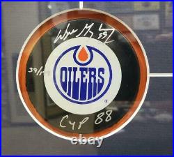 WAYNE GRETZKY 15X17 Framed Signed Auto Puck withPhoto Display JSA COA LE #/99