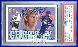 WAYNE GRETZKY 1992 Upper Deck UD Heroes Checklist AUTOGRAPH? PSA 9 AUTO 10