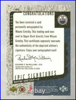 WAYNE GRETZKY 2000-01 Upper Deck NHL Legends Epic Signatures Auto OILERS