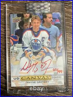 WAYNE GRETZKY 2019-20 UD Clear Cut UD Canvas Signatures Red Ink #60/99