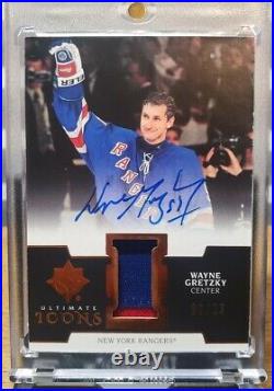 WAYNE GRETZKY 2019-20 Upper Deck Ultimate Icons Game Used 2-Color Patch Auto/25