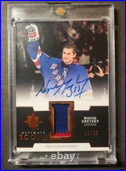 WAYNE GRETZKY 2019-20 Upper Deck Ultimate Icons Game Used 2-Color Patch Auto/25