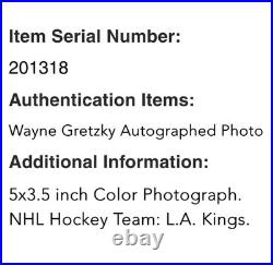 WAYNE GRETZKY AUTOGRAPHED SIGNED 5 x 3.5 HOCKEY PHOTO L. A. KINGS wAP/COA WAYNE GRETZKY AUTOGRAPHED SIGNED 5 x 3.5 HOCKEY PHOTO L. A. KINGS wAP/COA