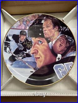 WAYNE GRETZKY & GORDIE HOWE SIGNED AUTOGRAPHED gartlan Art Plate BECKETT BAS