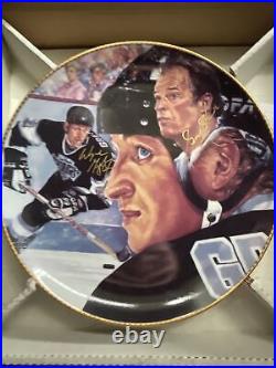 WAYNE GRETZKY & GORDIE HOWE SIGNED AUTOGRAPHED gartlan Art Plate BECKETT BAS