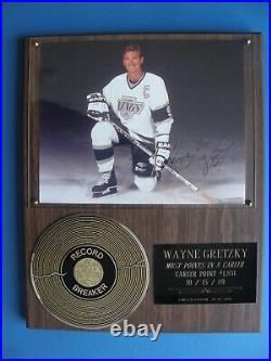 WAYNE GRETZKY L/E (#36/1851) AUTOGRAPHED RECORD BREAKER 12 x 15 PHOTO PLAQUE