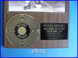 WAYNE GRETZKY L/E (#36/1851) AUTOGRAPHED RECORD BREAKER 12 x 15 PHOTO PLAQUE